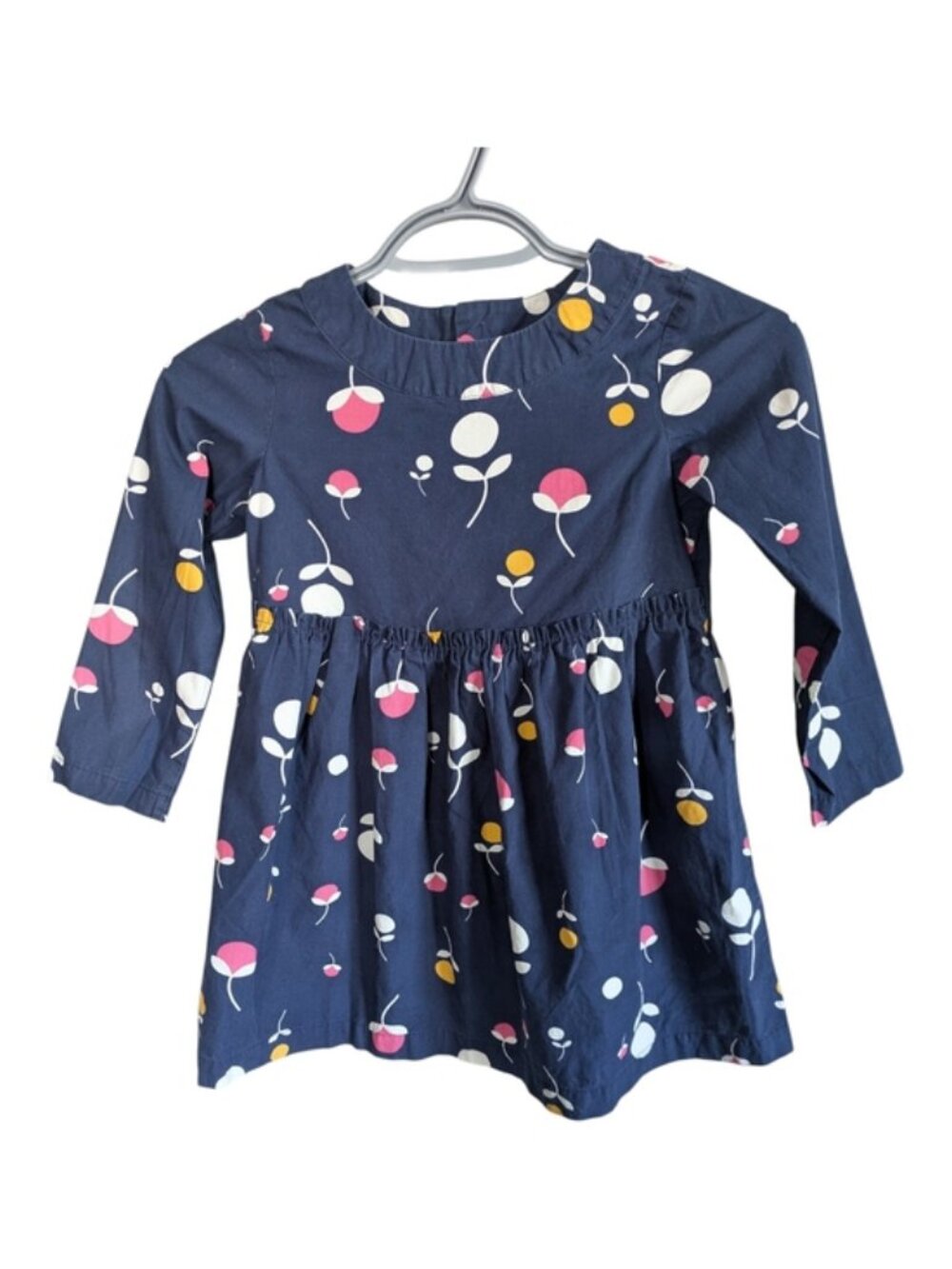 Hanna Andersson Printed Woven Dress Navy Floral Long Sleeve Size 5 (110cm)